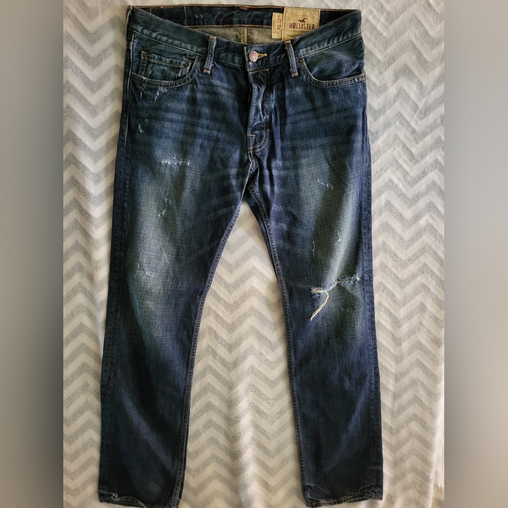 Hollister Vintage destroyed button fly Sstraight leg jeans Y2k
